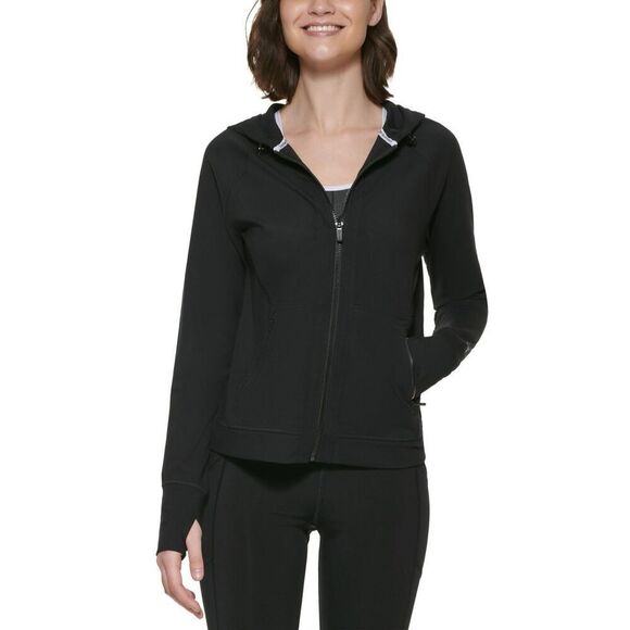 Calvin Klein Womens Performance Women S Raglan-Sleeve Zip Hoodie Black Large - Picture 1 of 3